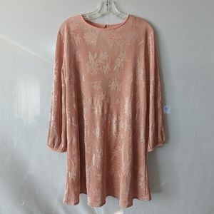 Urban Outfitters Women’s Metallic Pink Rose Jacquard Shift Mini Dress